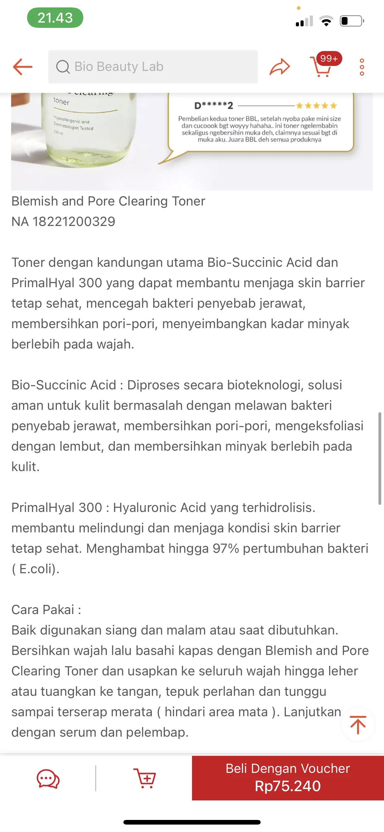 Blemish and Pore Clearing Toner