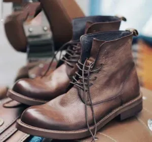 Generous Head Thin Belt Short Tube Rub Color Casual All-Match Men's Boots