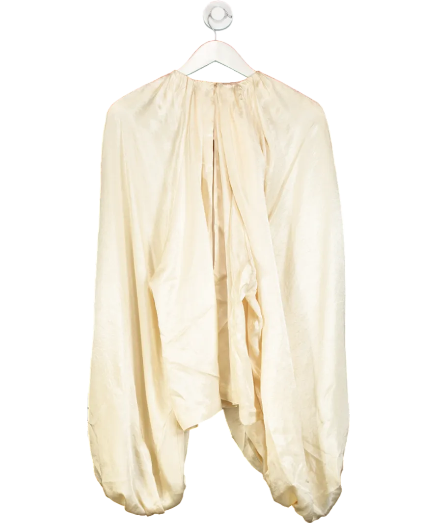 H&M Cream Voluminous Balloon Sleeve Blouse UK L