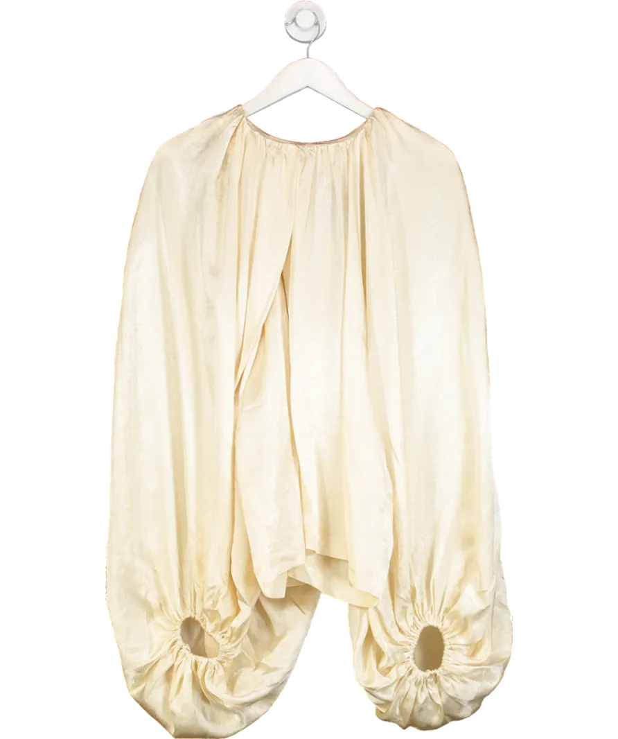 H&M Cream Voluminous Balloon Sleeve Blouse UK L