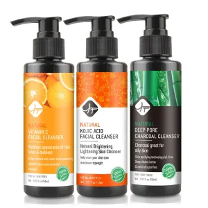 Natural Face Wash Set – Charcoal & Kojic Acid with Vitamin C Cleanser