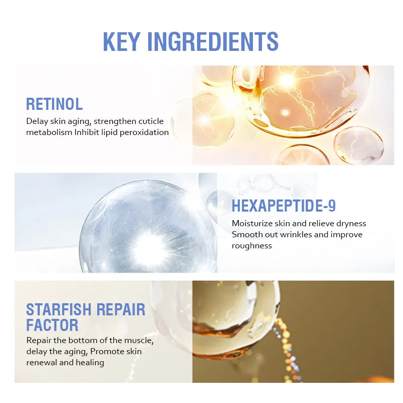 OEM Customized Hot Sale Retinol Peptides Vitamin E & C Anti-Aging Face Serum, Toner & Ampoules for Fine Lines & Wrinkles Removal